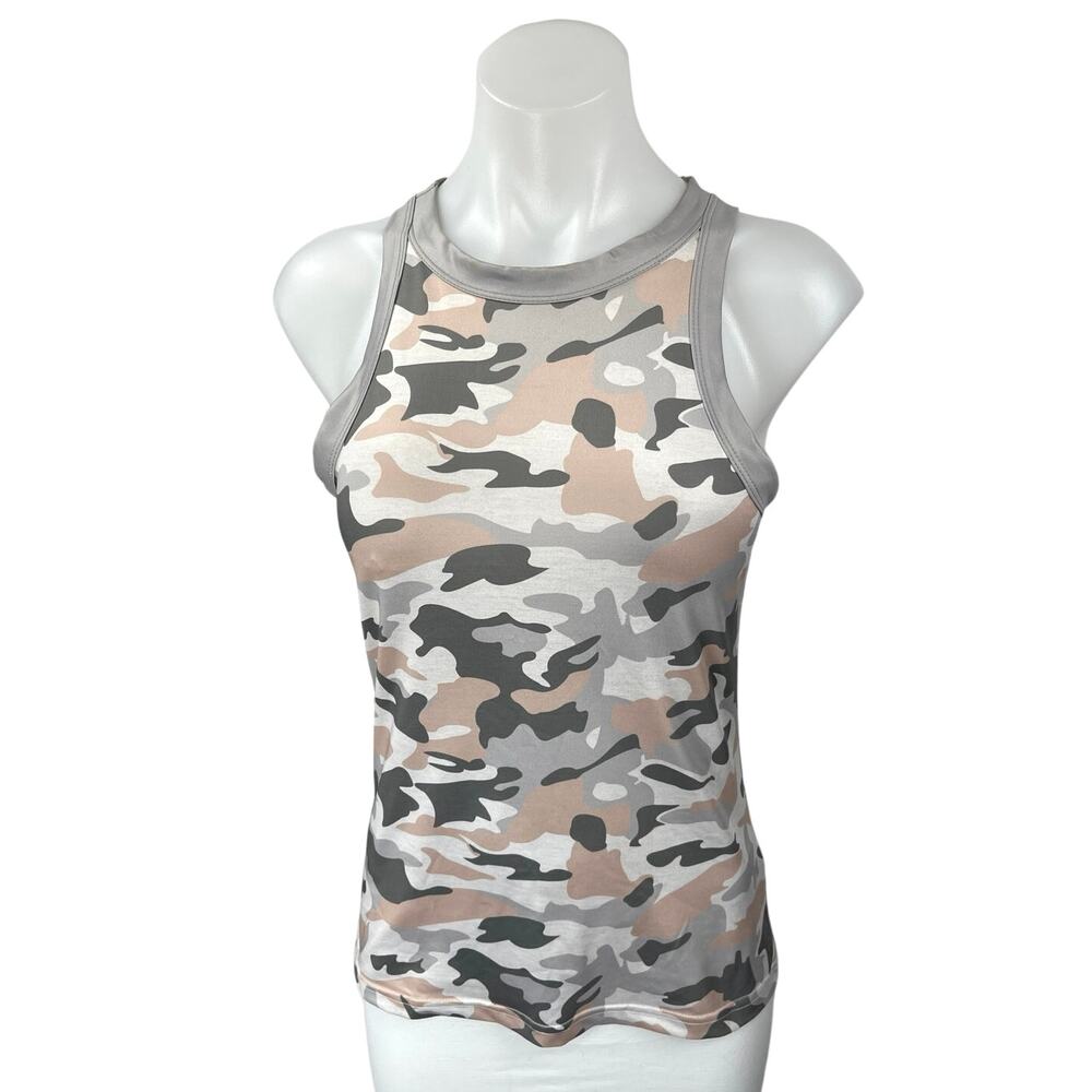 CDR Women's Multicolor Sleeveless Camo Camouflage Racerback Crop Tank Top Size S